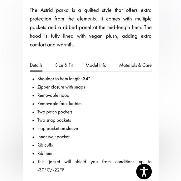 Noize Astrid Mid Length Black Parka Jacket Faux Fur Hood Coat Size Small - Picture 9 of 15